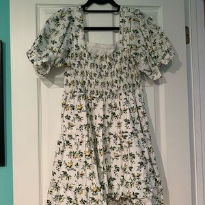 Faithfull the Brand Eldora Floral Puff Sleeve Cotton Minidress